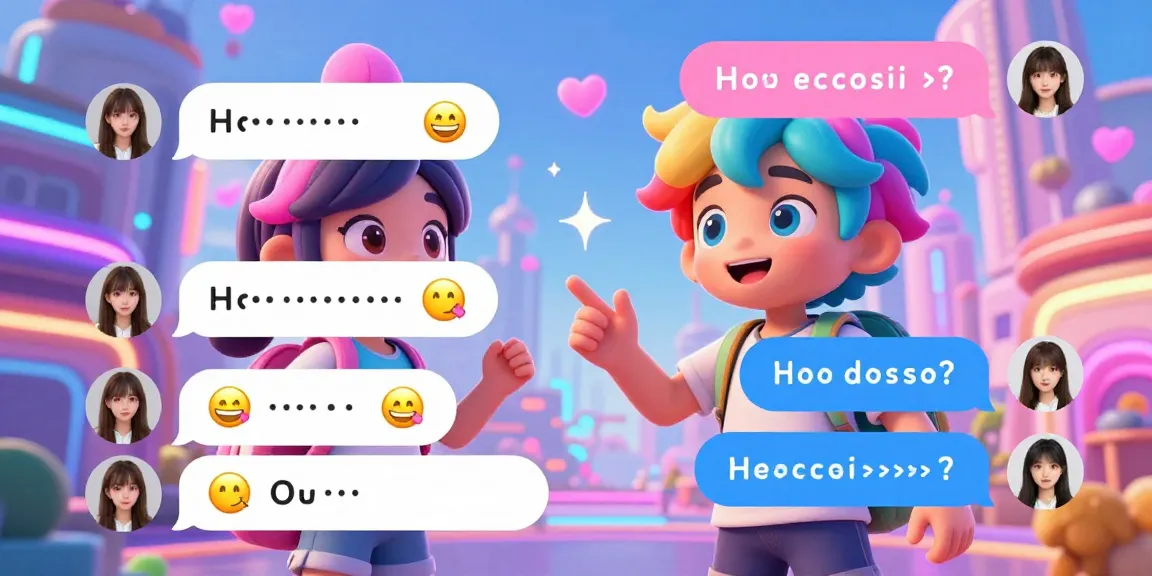 Engaging ecchi chat AI interaction with animated characters in a vibrant digital landscape.