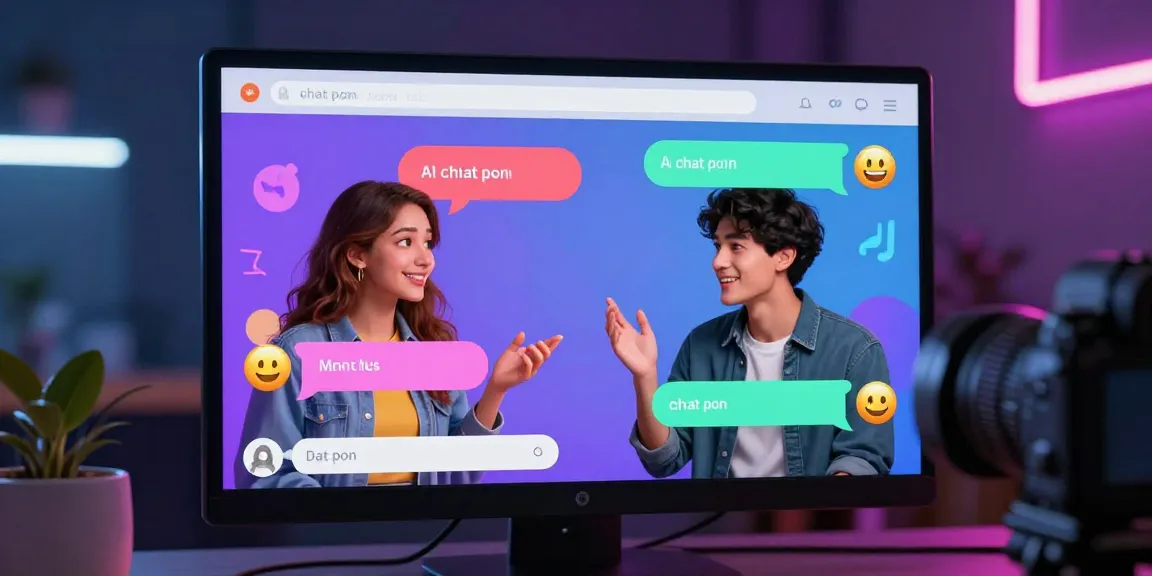 Engaging virtual chat scene depicting users discussing ai chat porn in a vibrant digital atmosphere.