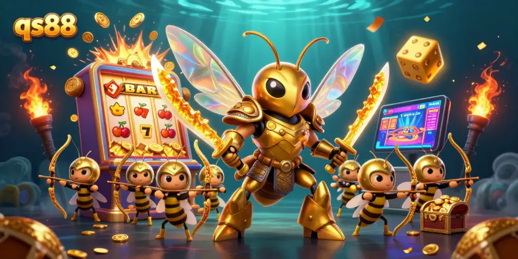 Engage with qs88's lively casino world featuring a dynamic hornet, vibrant games, and jackpot excitement.