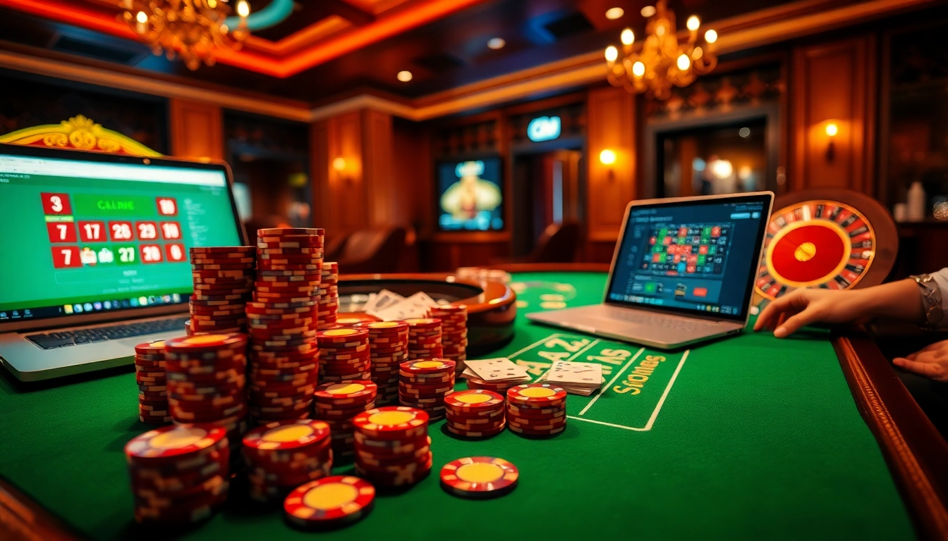 Experience the thrill at a 7M gambling table with vibrant chips and inviting casino ambiance.