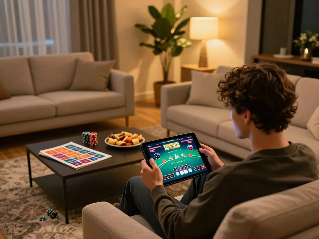 Engaging in online poker at home using okking1 tablet for a premium gaming experience.
