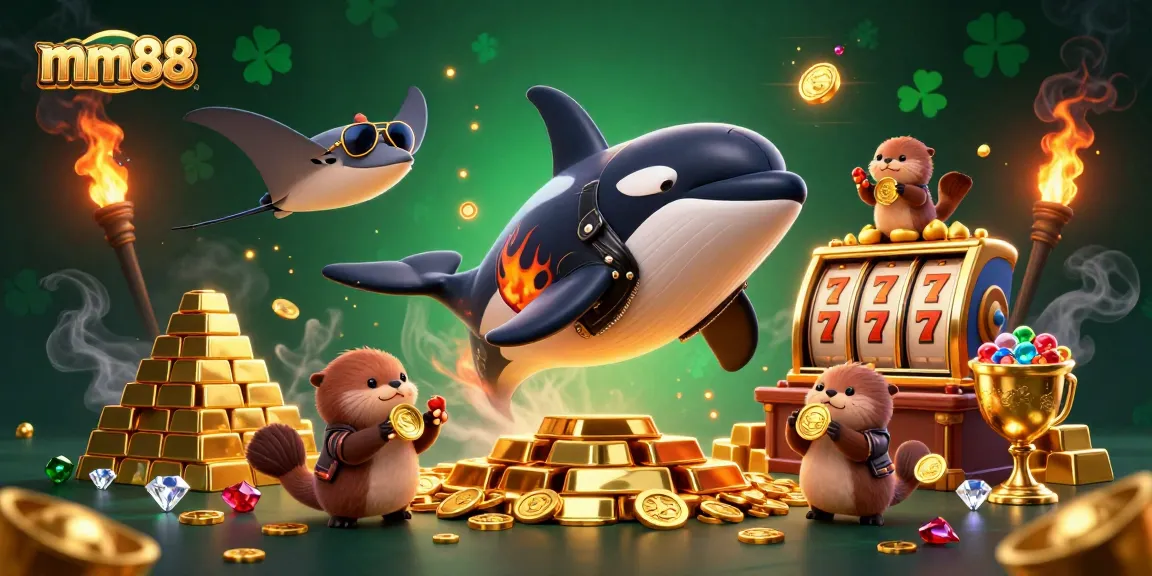 Experience thrilling moments with mm88 as cartoon characters dive into a treasure-filled casino adventure.
