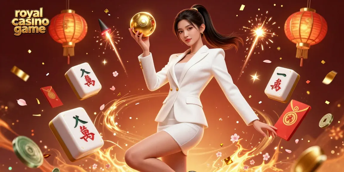 Experience the excitement of the royal casino game with a stunning 3D digital illustration of a confident woman holding a roulette ball.