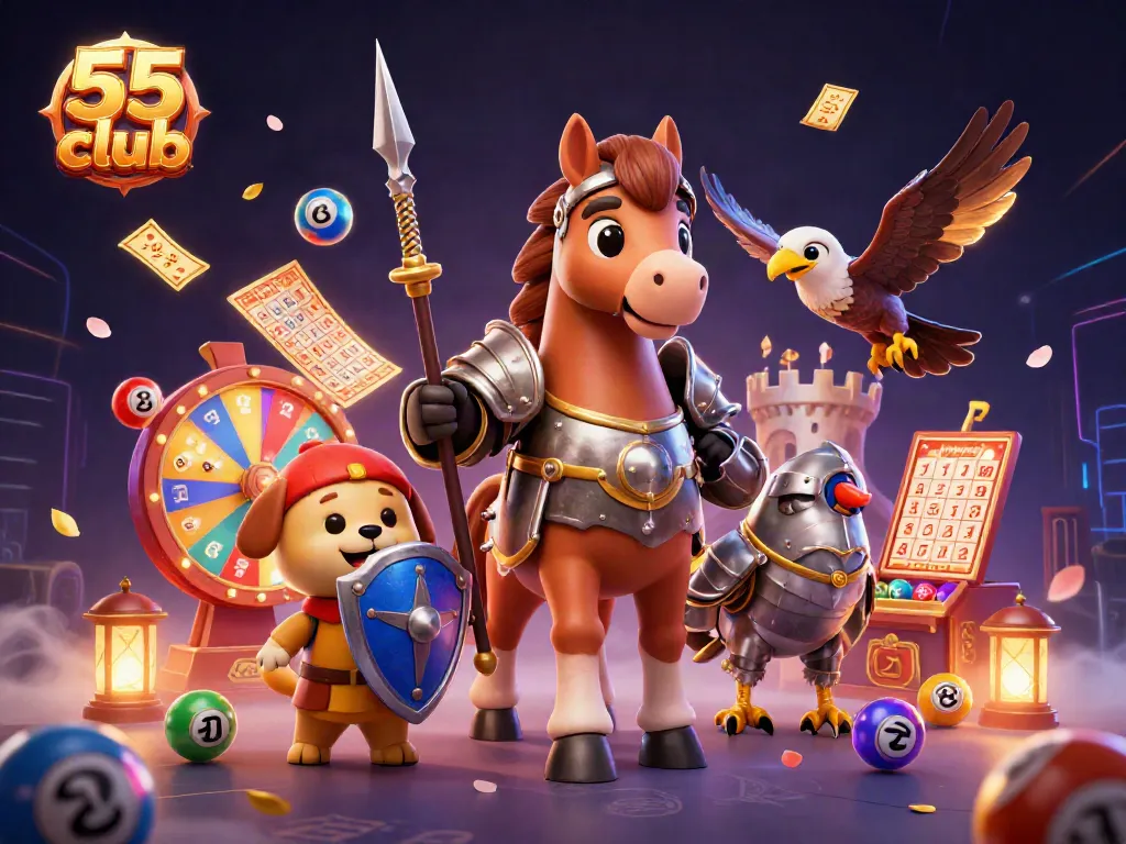 Experience exciting games on 55 club, surrounded by dynamic lottery elements and casino offerings.