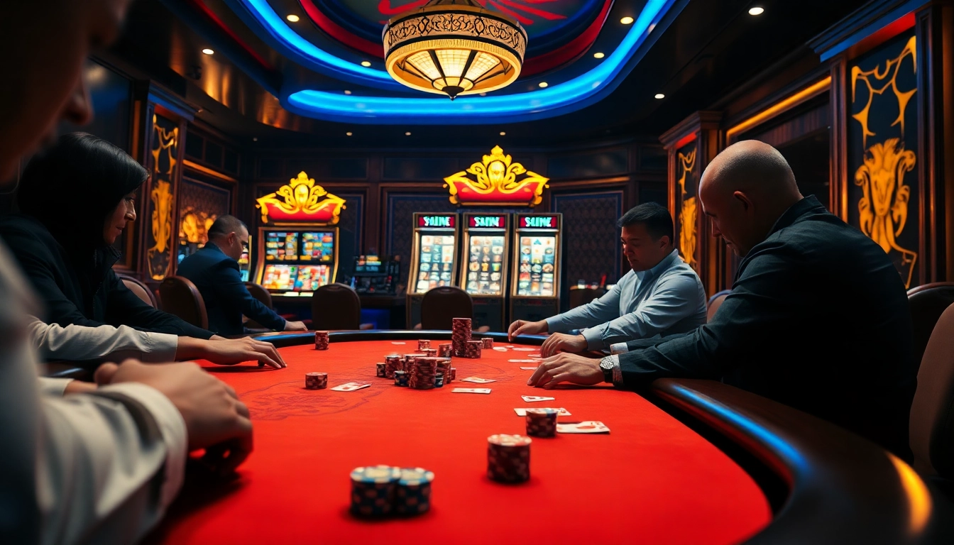 Players enjoy poker at an upscale casino table, reflecting the excitement of vaoluoi tv's dynamic sports broadcasting.