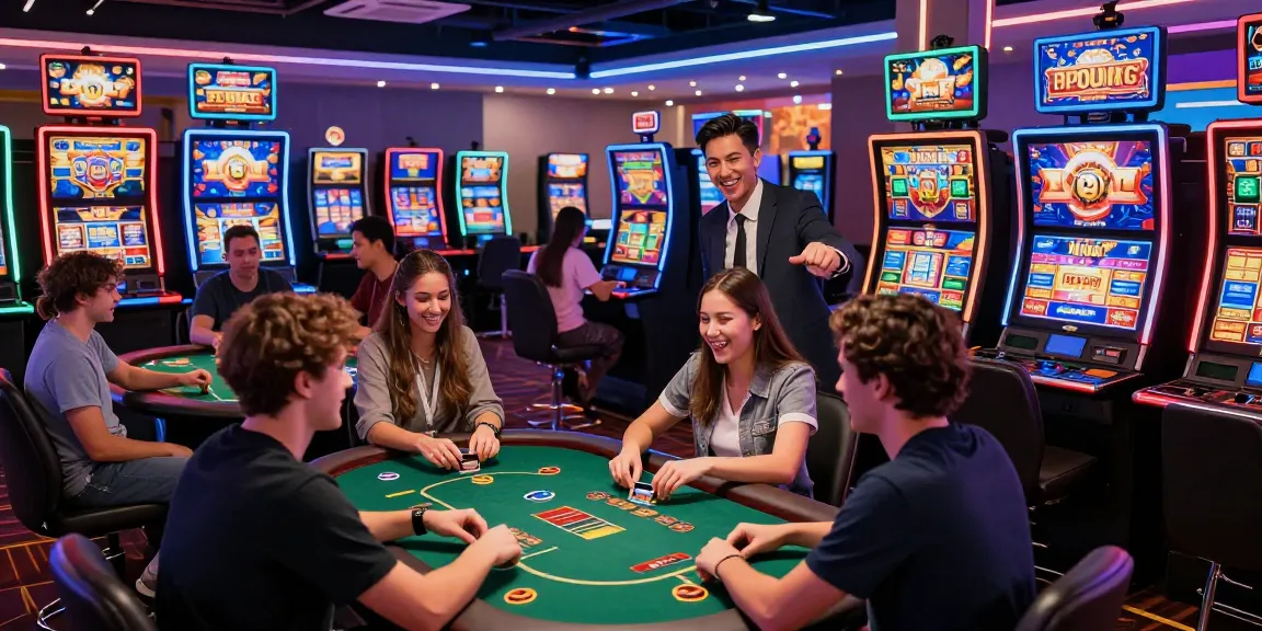 Players enjoying a lively gaming experience at credit card casinos UK, with vibrant games and fast payments at https://brcs.co.uk.