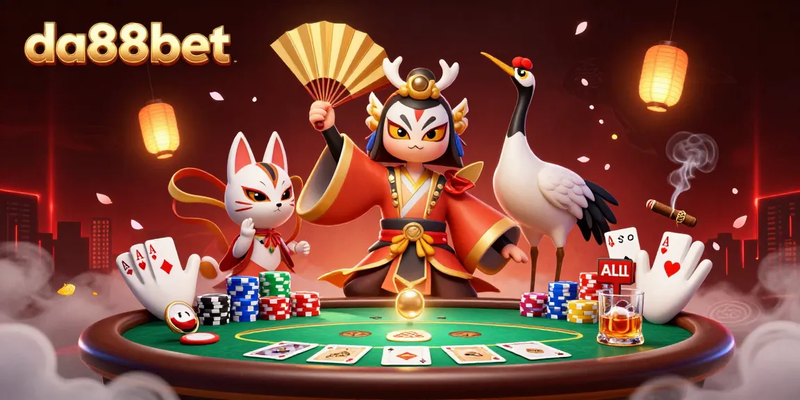 Experience thrilling poker action with da88bet, featuring intricate characters and vibrant game elements.