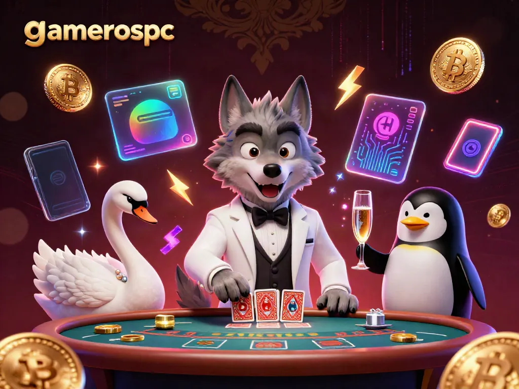 Engage with the vibrant gaming world at gamerospc, showcasing a lively baccarat scene with unique characters.