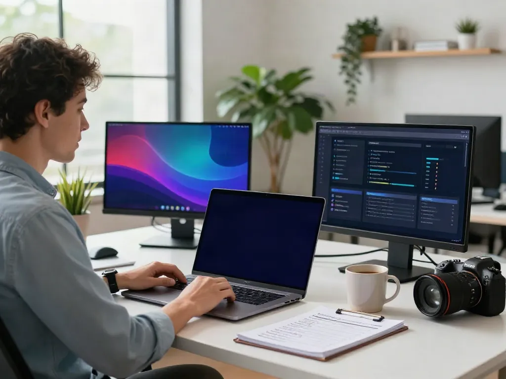 A digital marketer analyzing instant indexing strategies in a modern office.