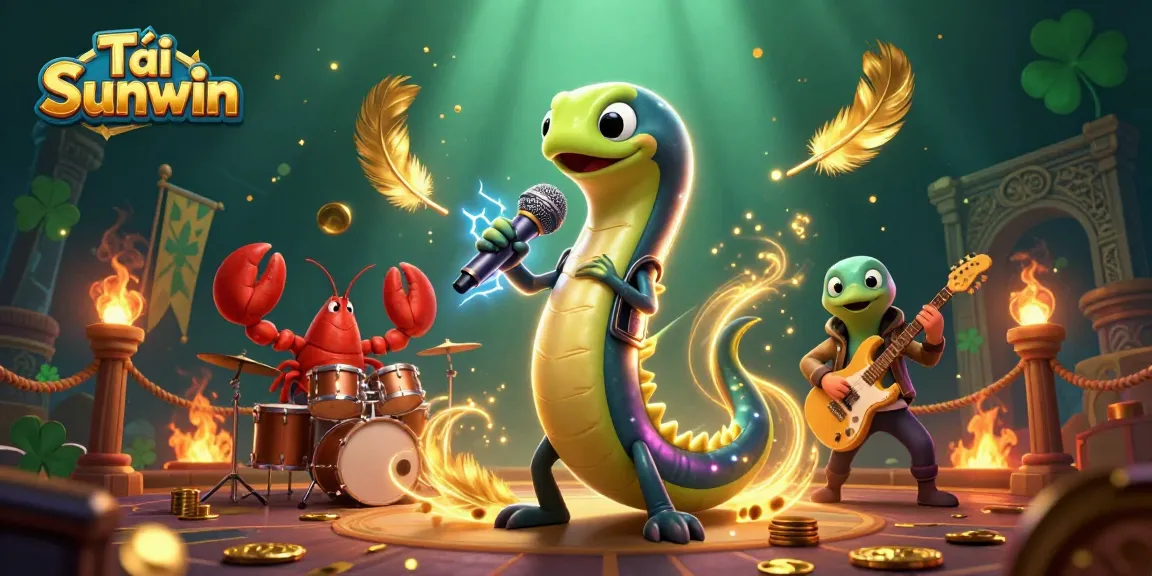 Tải Sunwin to enjoy an electrifying underwater casino experience with a DJ eel and vibrant characters.