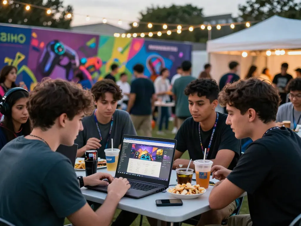Exciting online gaming festival scene featuring friends engaging with the five88 platform.