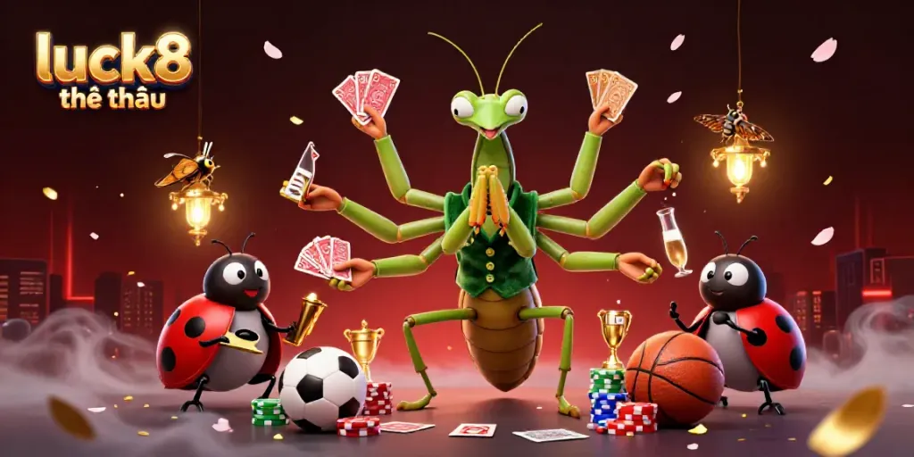 Engage in thrilling sports betting with luck8 thể thao featuring vibrant cartoon characters in an energetic casino scene.