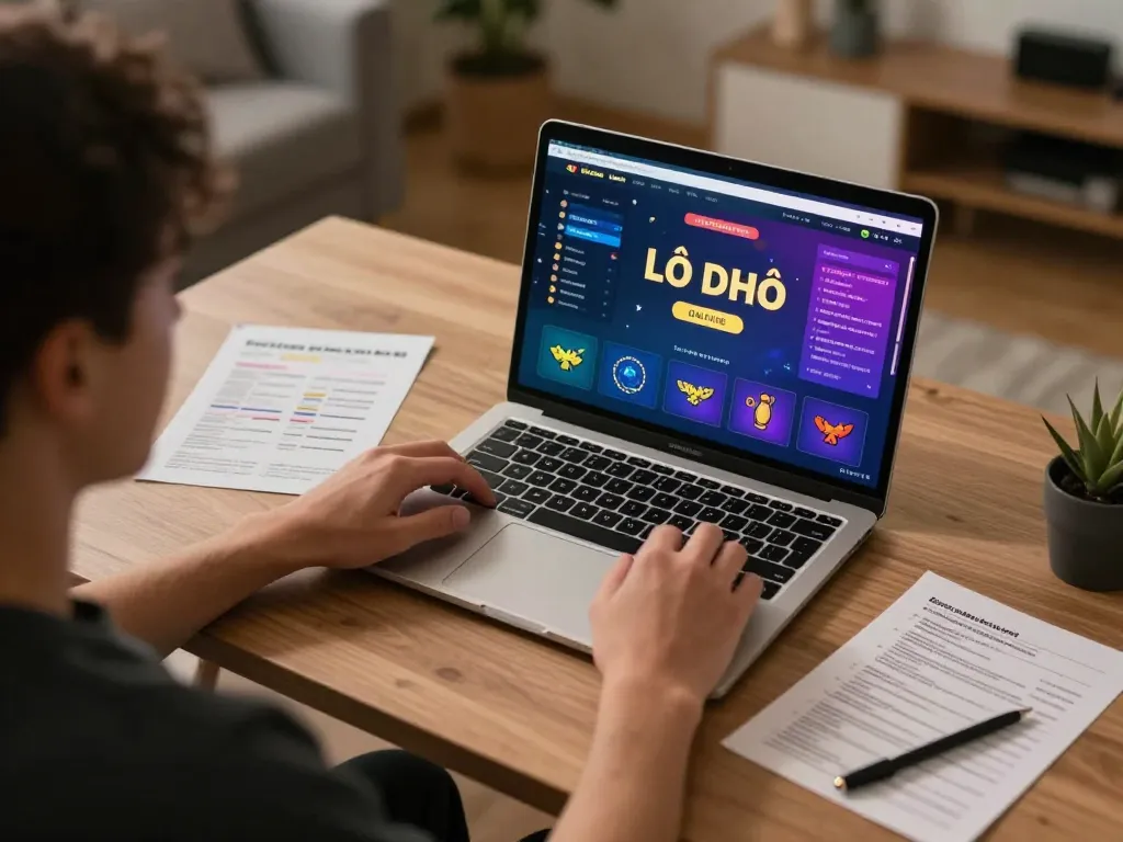 Lô Đề Online session with a focused player analyzing betting strategies at home