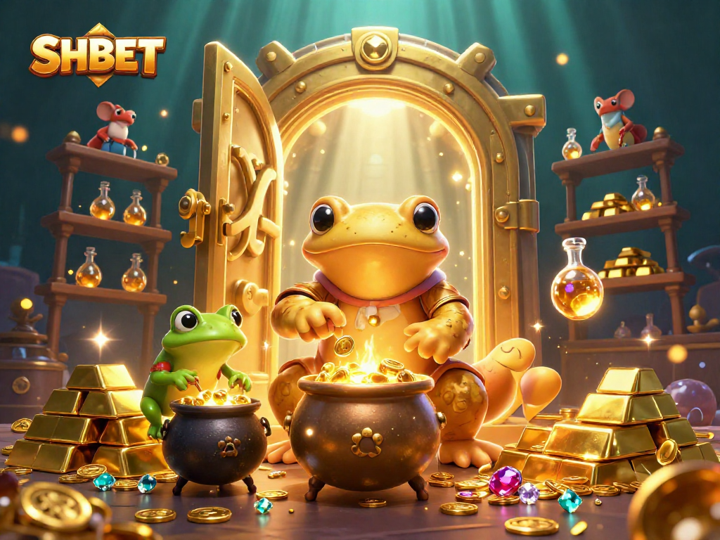 Engage with SHBET's exciting world of online gaming in this dynamic 3D illustration.