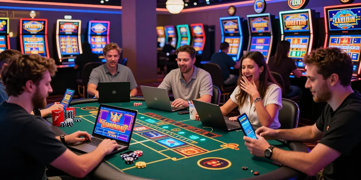 Players enjoying an exciting online casino experience at casinos that accept credit cards, showcasing vibrant digital gaming settings and diverse payment options.