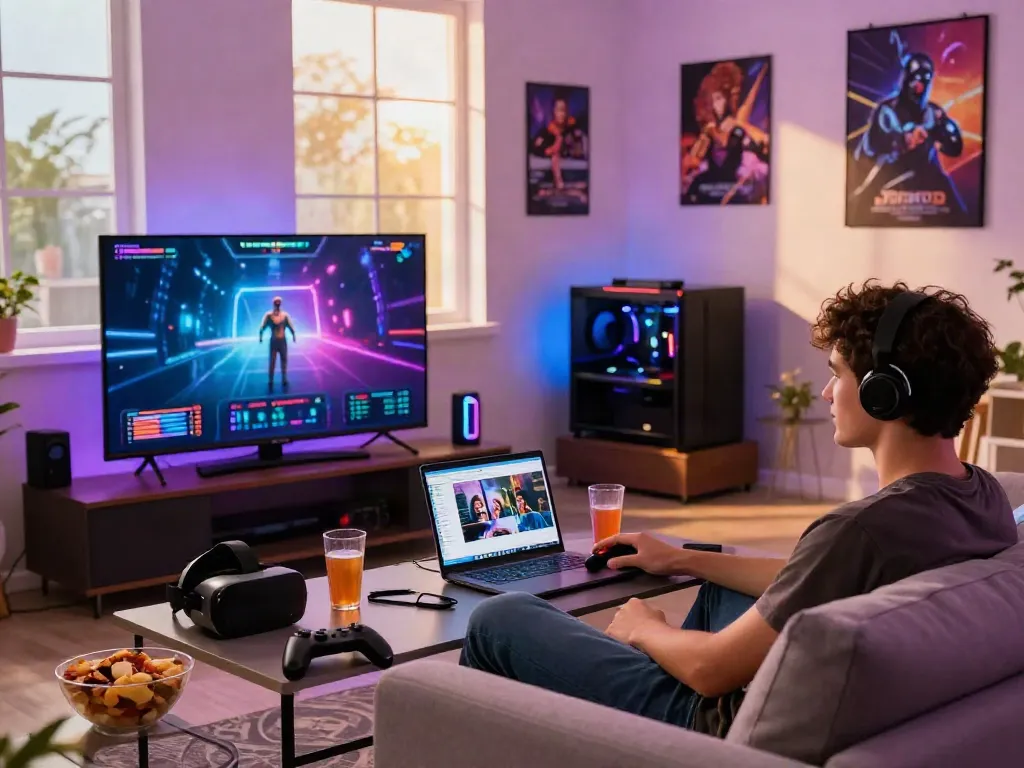 Experience thrilling online gaming at 1da88.it.com in a vibrant living room setting.