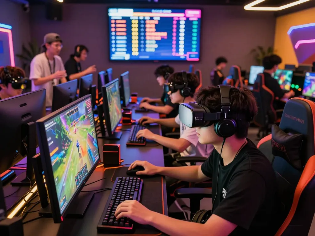 Engaged players enjoying lively online gaming experiences at Sunwin, showcasing colorful atmosphere and modern technology.