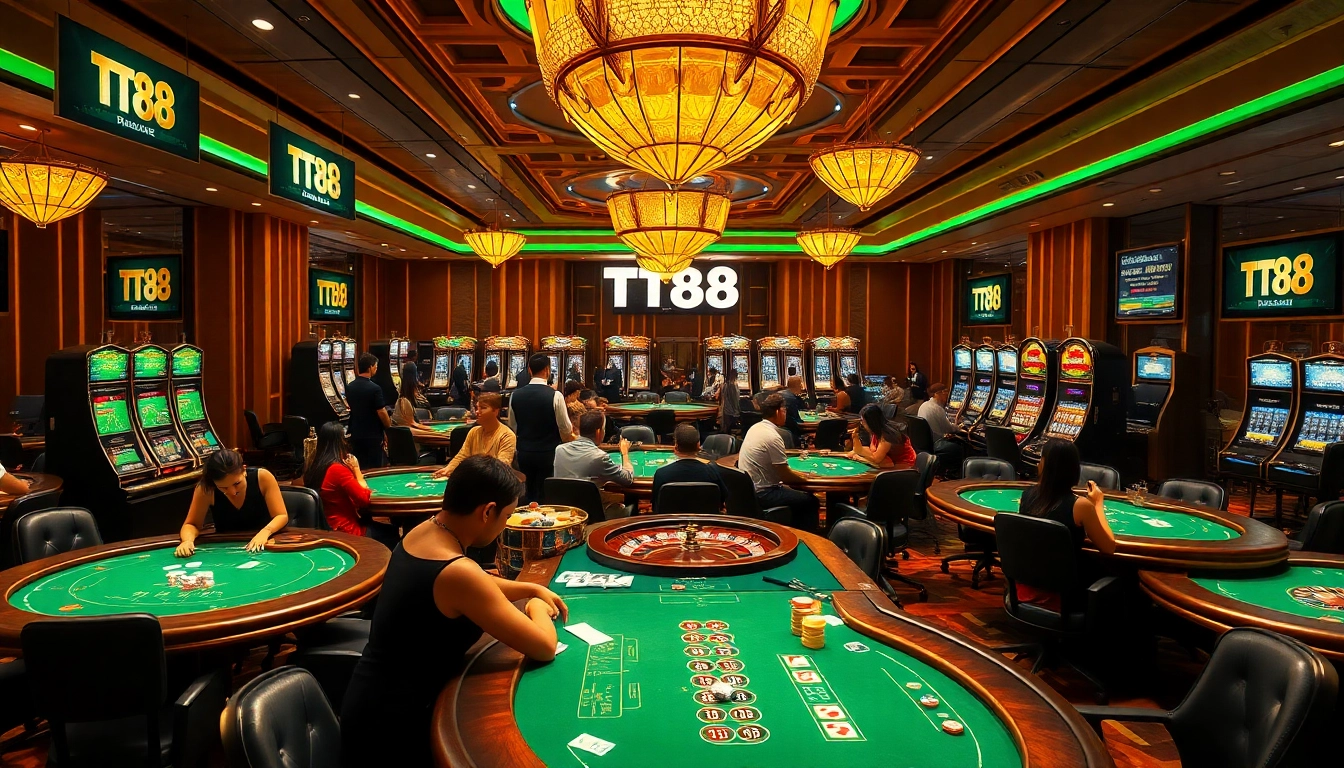 Play exciting games at TT88 casino with vibrant tables and eager players.