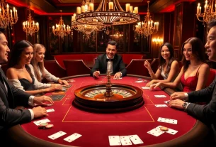 Experience the thrill of j88 at a luxurious casino table filled with vibrant chips and cards.