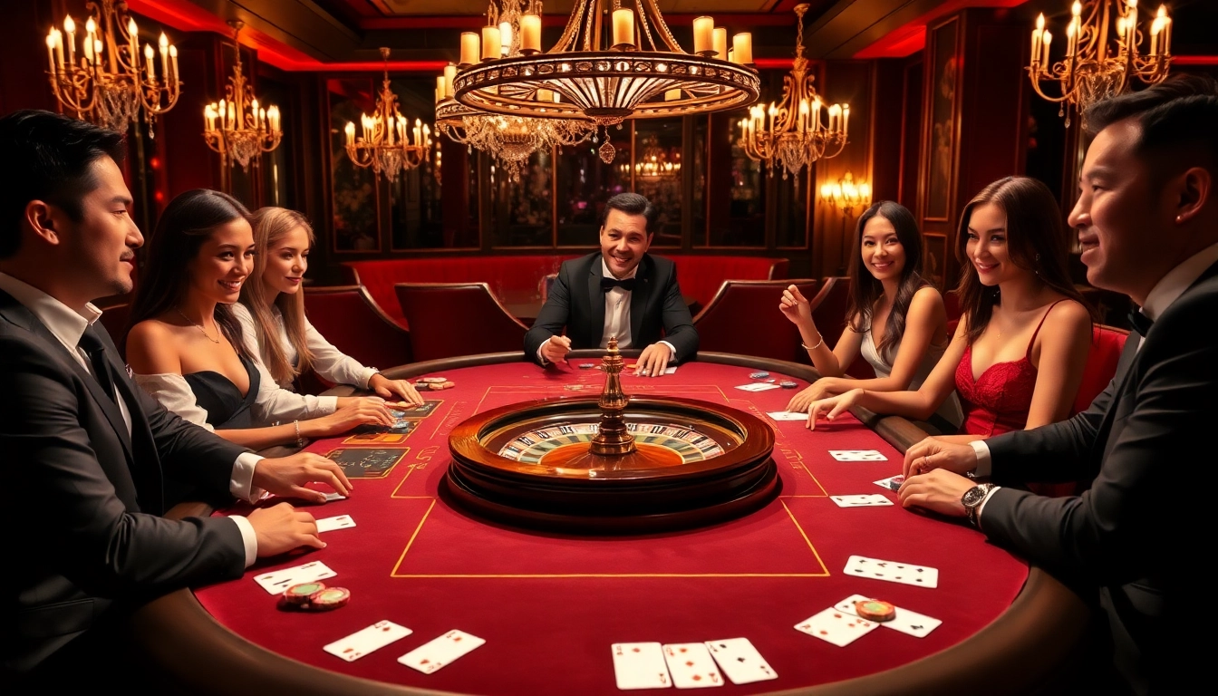 Experience the thrill of j88 at a luxurious casino table filled with vibrant chips and cards.