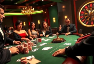 Experience the excitement of rik vip at a luxurious casino poker table with engaging players.