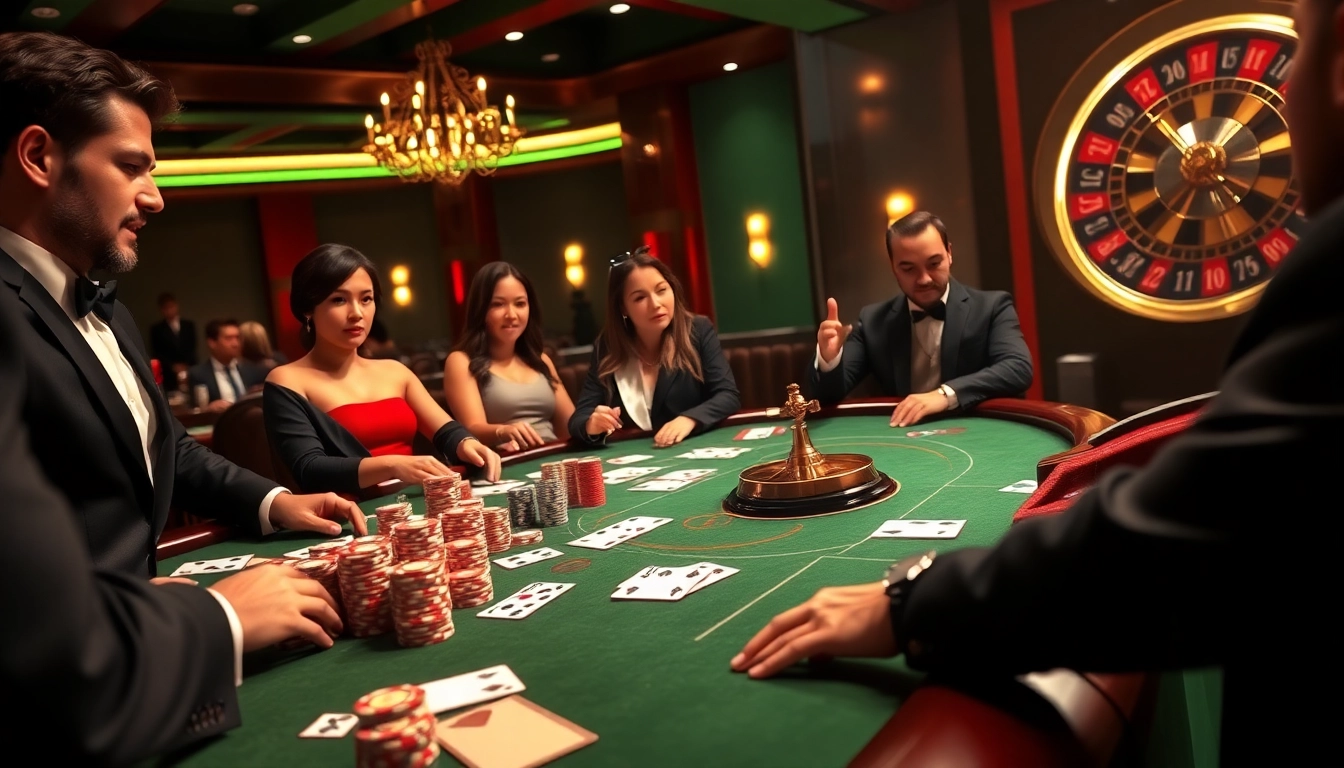Experience the excitement of rik vip at a luxurious casino poker table with engaging players.