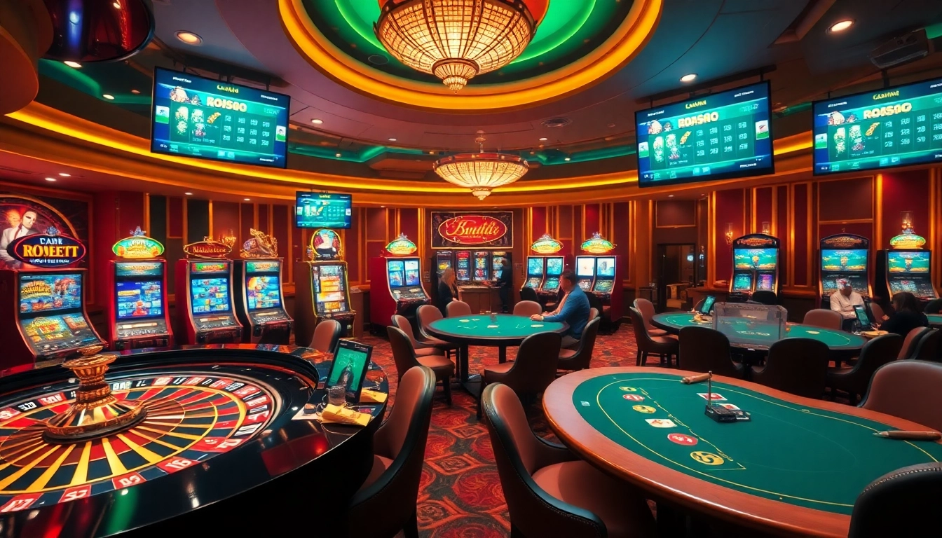 WinVN.wiki showcases an engaging casino scene filled with vibrant tables and players enjoying games.