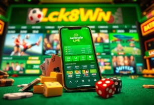 Engaging online gambling interface showcasing luck8win.live mobile app with vibrant casino elements.