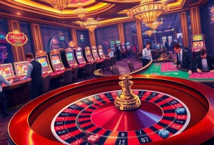 Join thrilling casino action at mb66 com with players celebrating wins at roulette and slots.