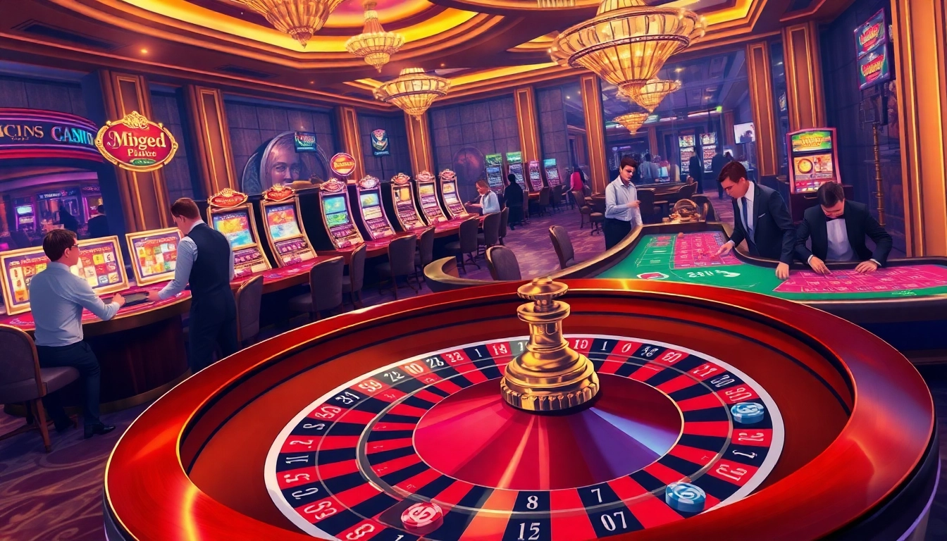 Join thrilling casino action at mb66 com with players celebrating wins at roulette and slots.