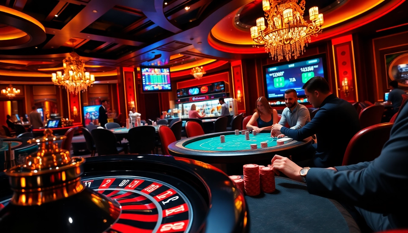 Experience the excitement of xn88 sòng bài with vibrant casino tables, chips, and players engaged in thrilling games.