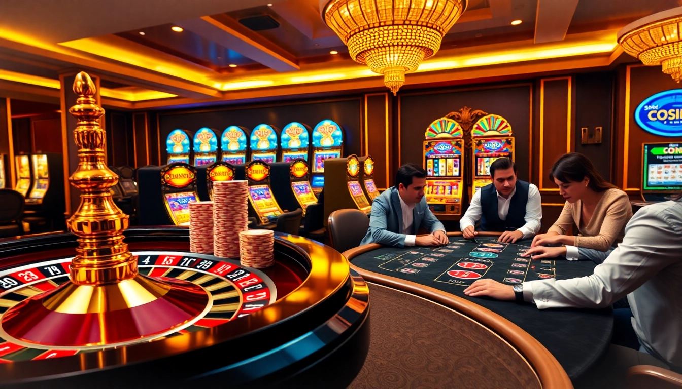 Experience the thrill of SODO Casino with vibrant gaming tables and excited players.