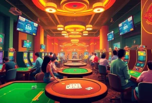 SBOBET.dance online gambling scene with diverse players enjoying poker and sports betting.